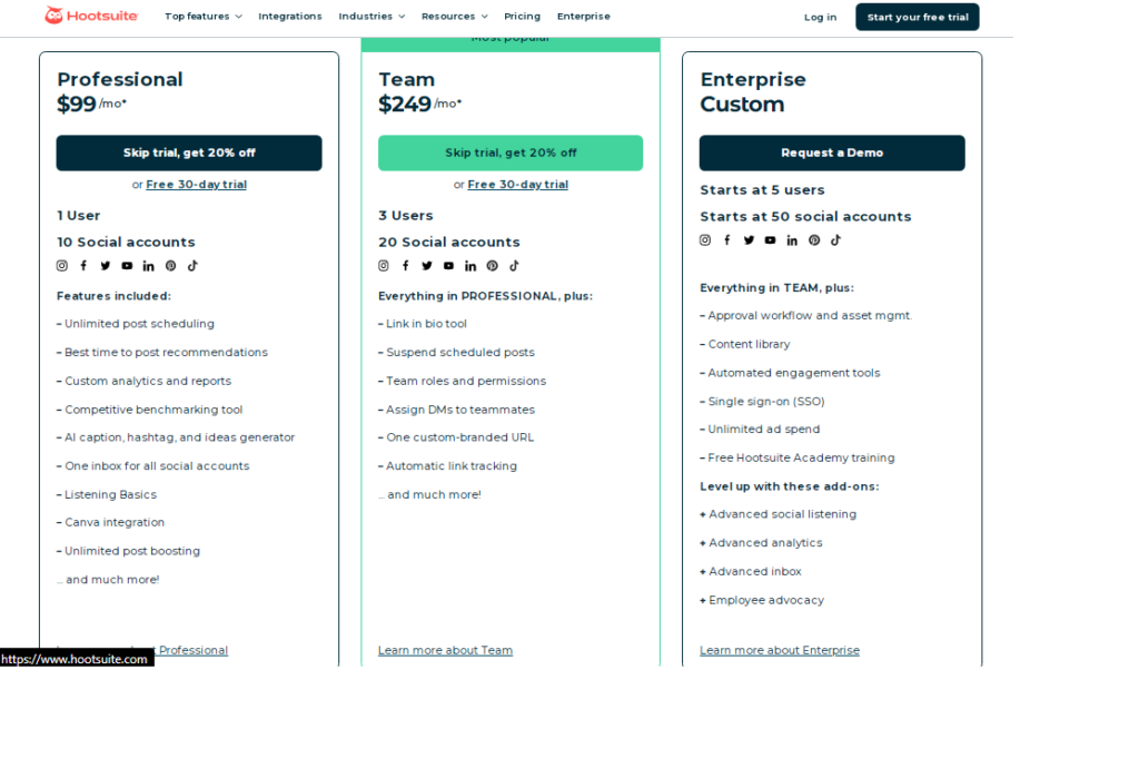 6 Tools of Marketing: Hootsuite Pricing