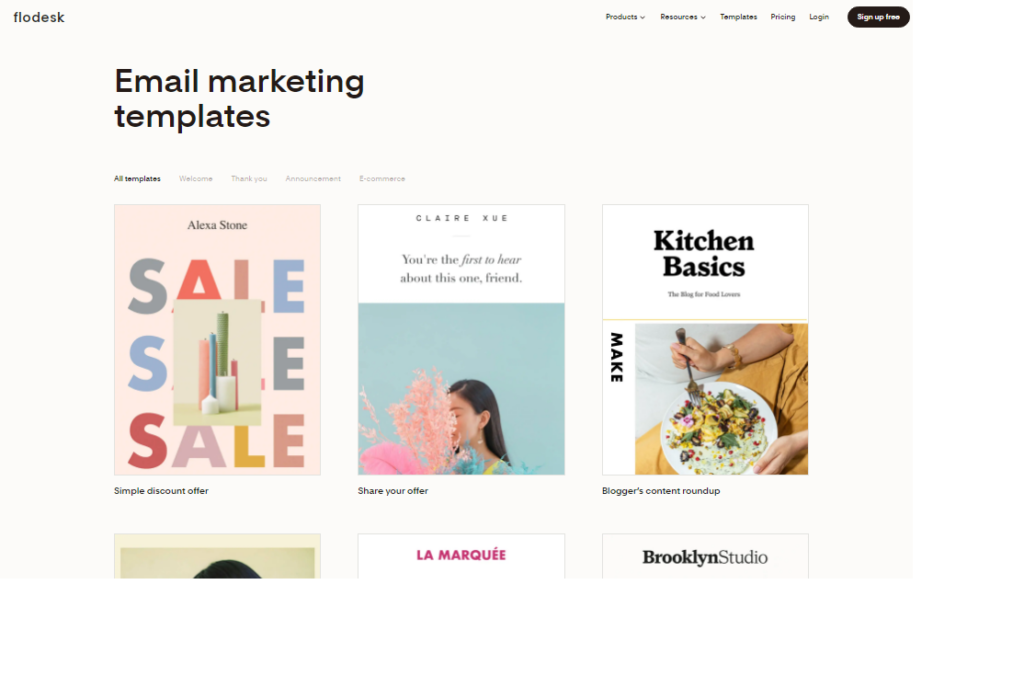 Flodesk vs Klaviyo: Fldesk email design and templates