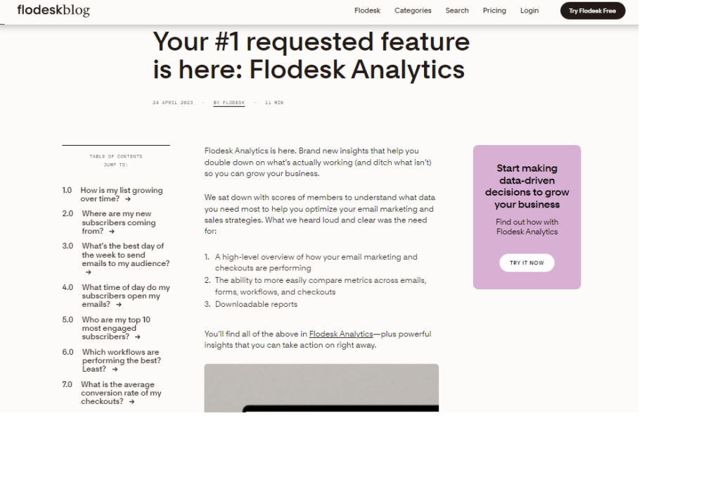 Flodesk vs Klaviyo: Fldesk analytics and reporting